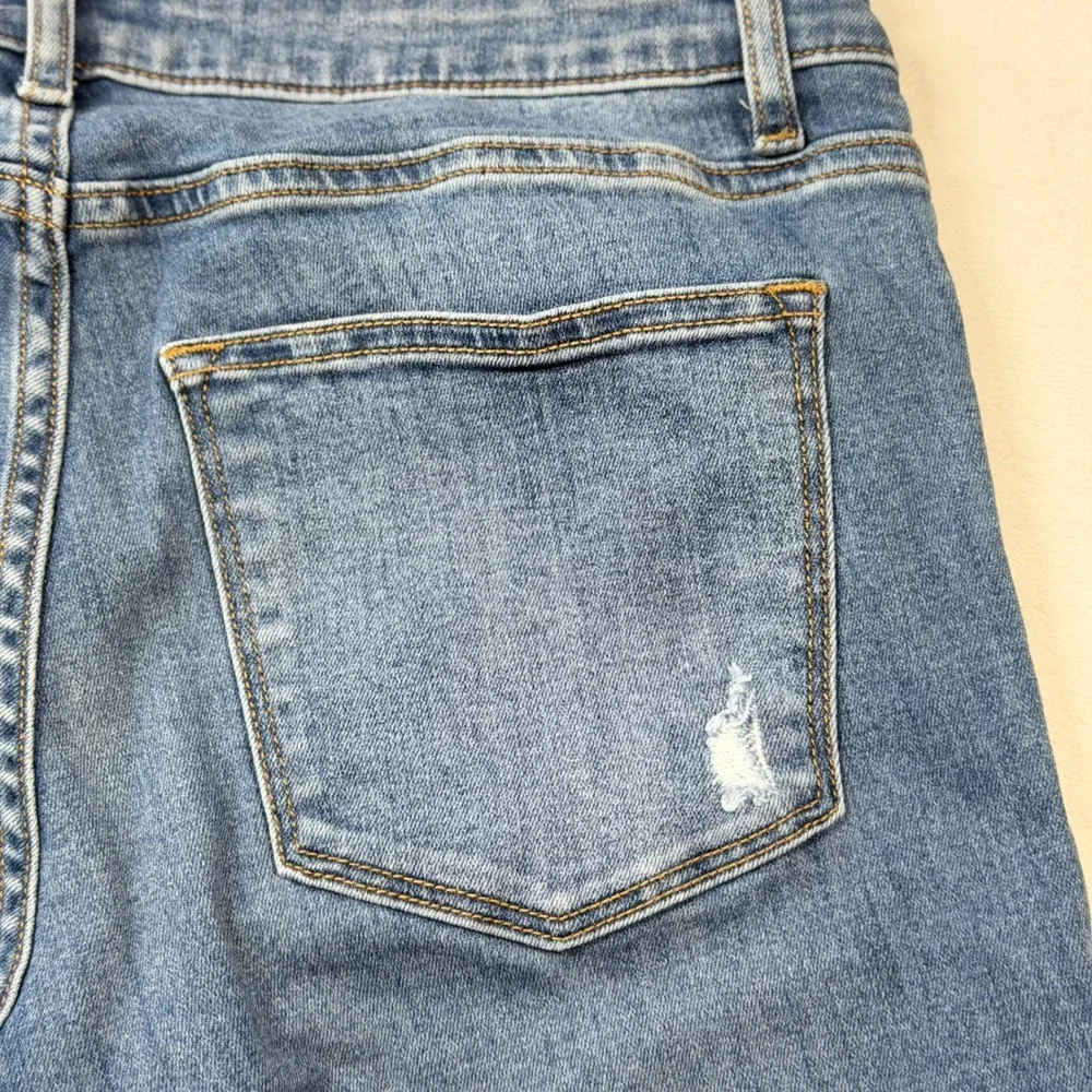 H&M Distressed Skinny Jeans Womens 8 Blue Good‎ Raw Hem Ripped Denim